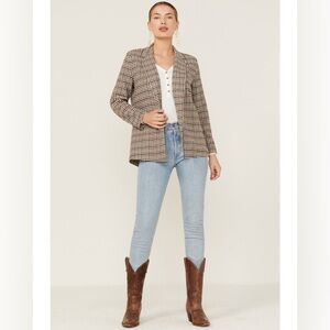 SADIE & SAGE WOMEN'S PLAID PRINT BLAZER